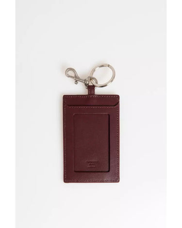 Leather Badge Holder with Hammered Detailing and Shiny Key Ring One Size Men